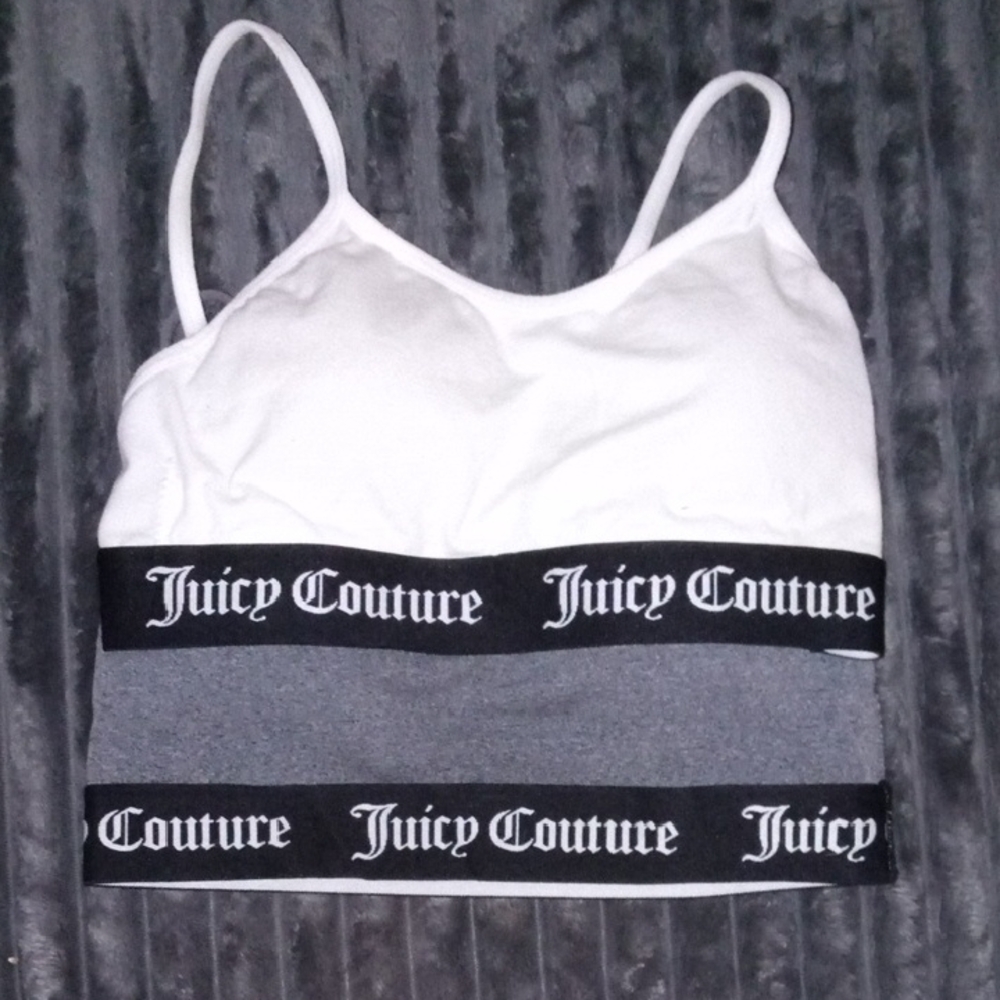 2 Juicy Couture White and Gray Seamless Bras Accepting Offers